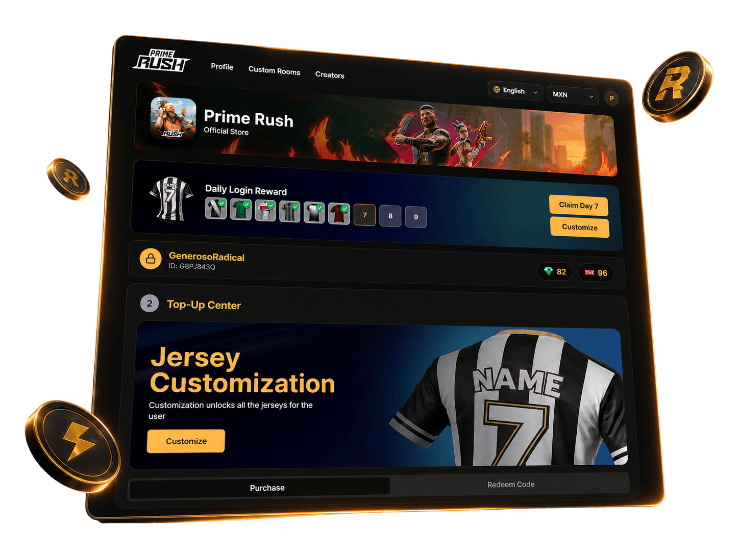 SuperX store and rewards dashboard
